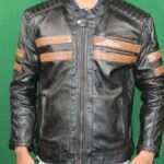 Black & Tan Racer Leather Jacket – Premium Cow Leather