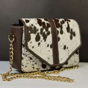 ladies spotted fur trim crossbody bag premium cow leather 6