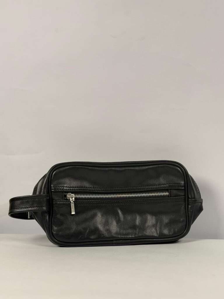 Modern Black Leather Belt Bag – 100% Genuine Cow Leather