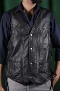 snap front leather motorcycle vest 100 genuine cow leather classic biker style